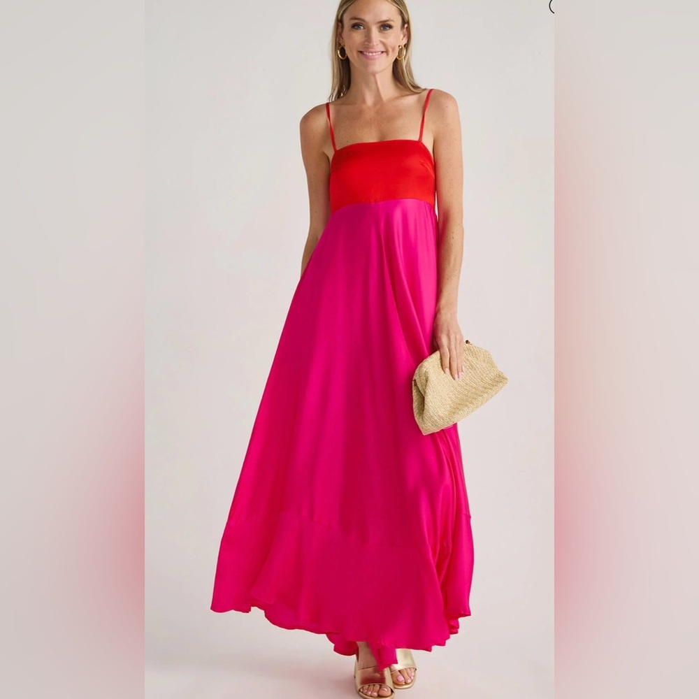 💞❤️ NWT red & pink color block breezy midi dress ❤️💞